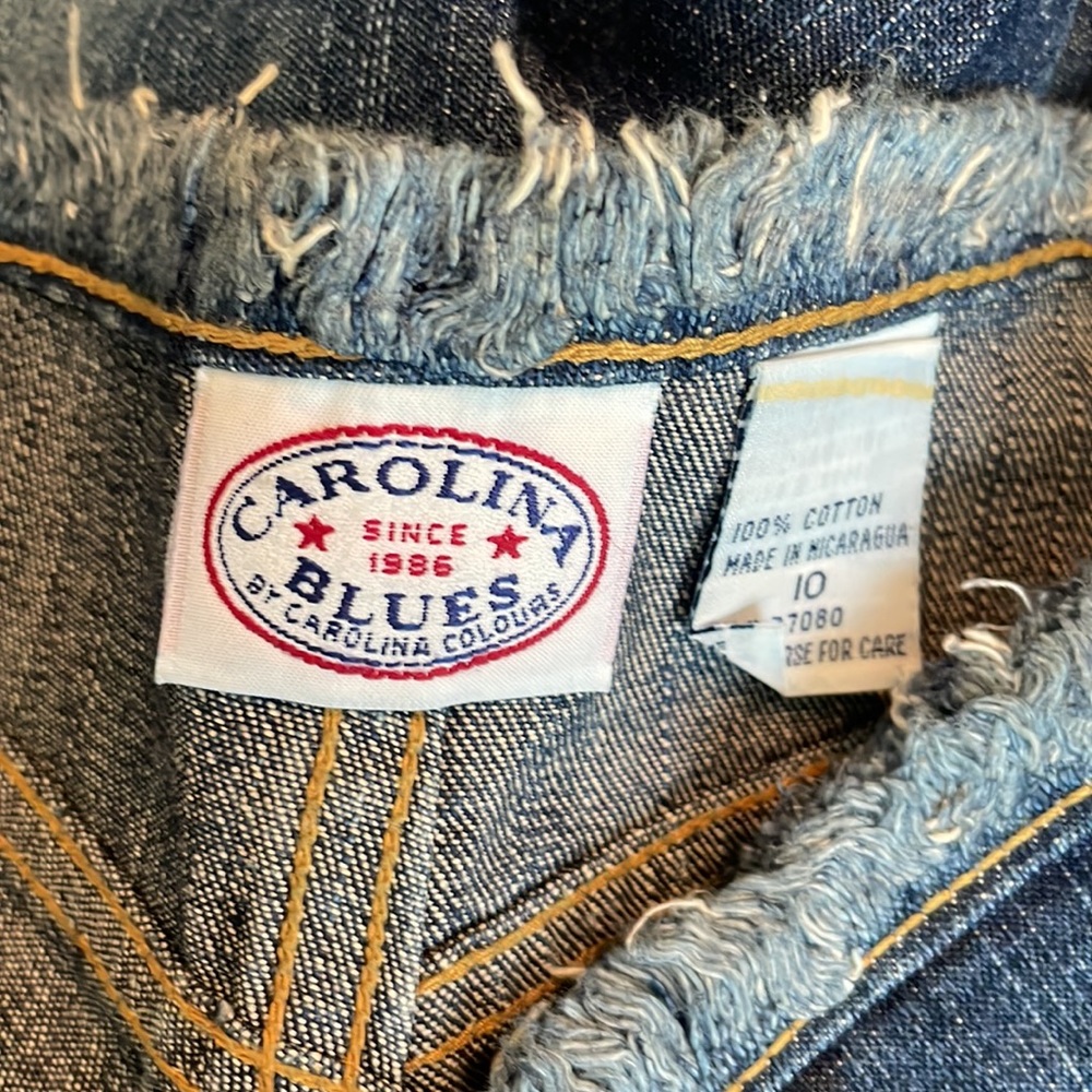 Carolina Blues Vintage Y2K Fringed Studded Wide Leg Blue Jeans Sz 10 - Picture 6 of 9